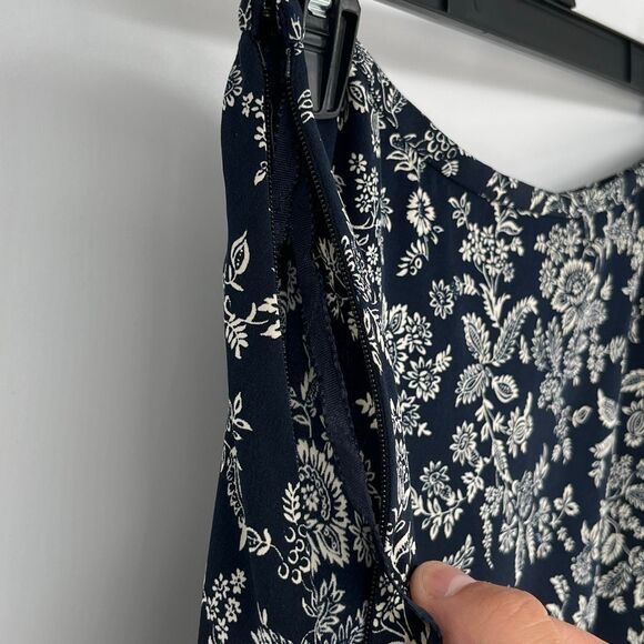 LAUREN RALPH LAUREN Skirt 6 Navy Blue White Floral Paisley Maxi A-Line Cottage - Picture 6 of 8